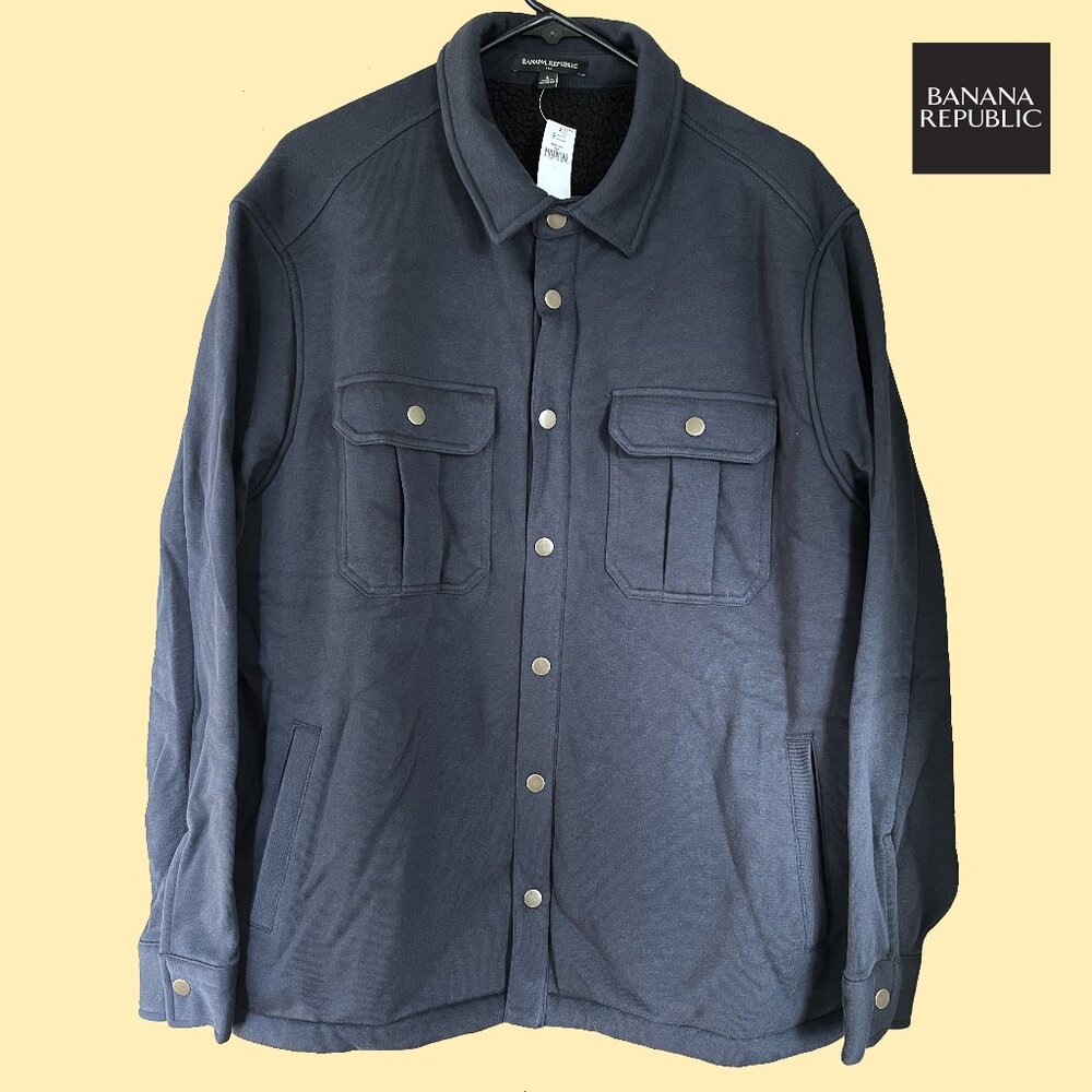 Knit Sherpa-Lined Men's Shirt Jacket - Banana Republic NWT